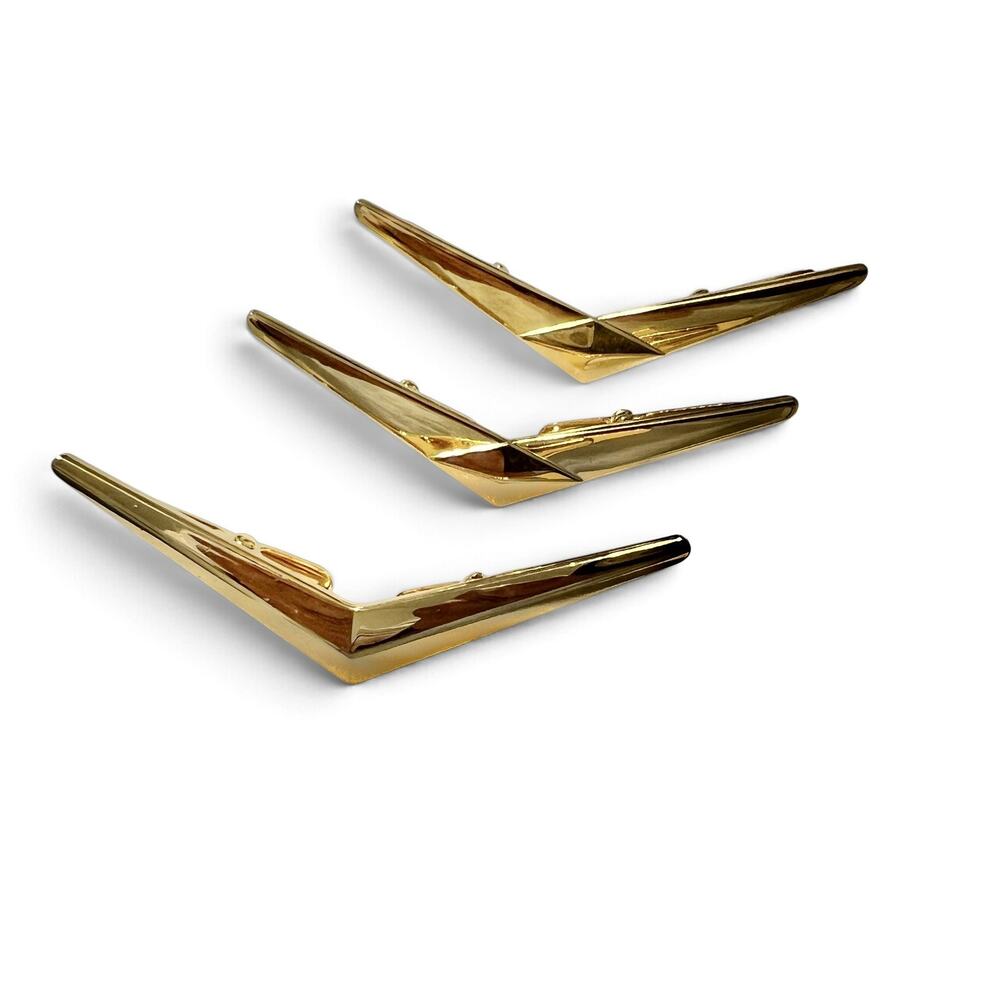 Vintage Gold Tone Chevron Dual Tie Clip Bars Lot 3 Geometric Atomic Mad Men